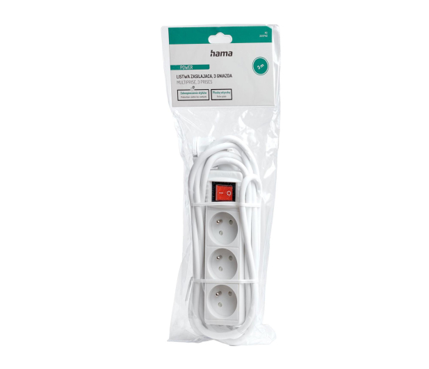 HAMA Listwa zasilająca Standard 3gn, 3m, biała - 1416389 - zdjęcie 8